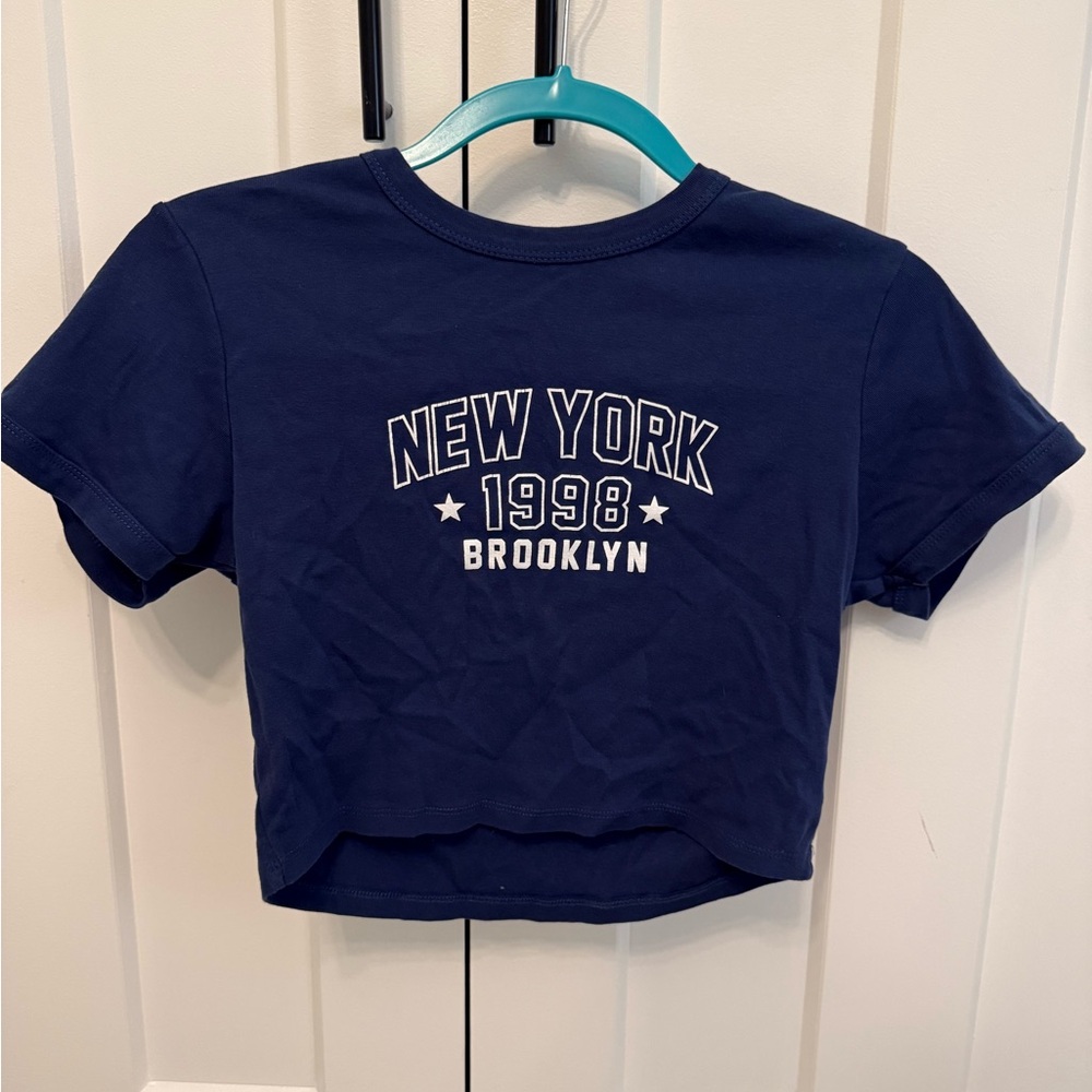 Streetwear Society Navy Graphic Cropped T-Shirt